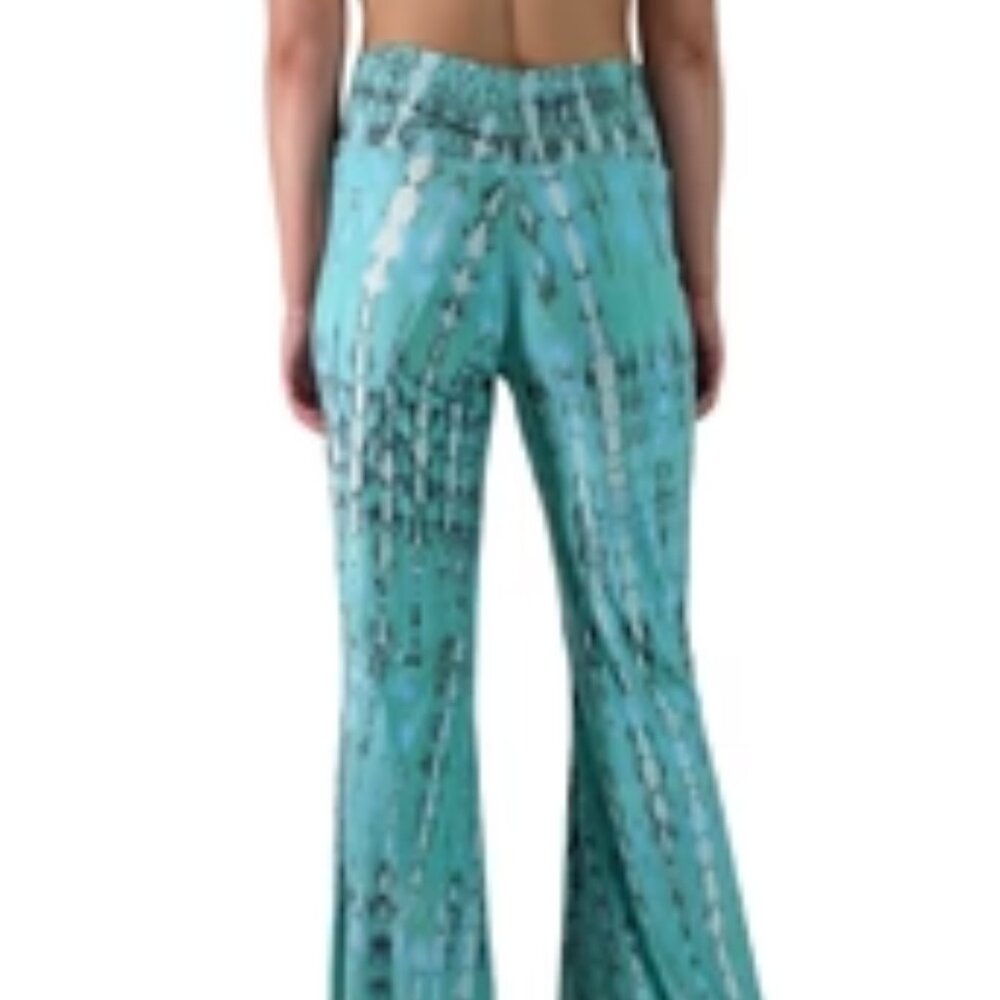Happy Bohemians Tiered Tie-Dyed Rock Star pant Wide Leg Pants MINT M/L NWOT - Picture 6 of 12